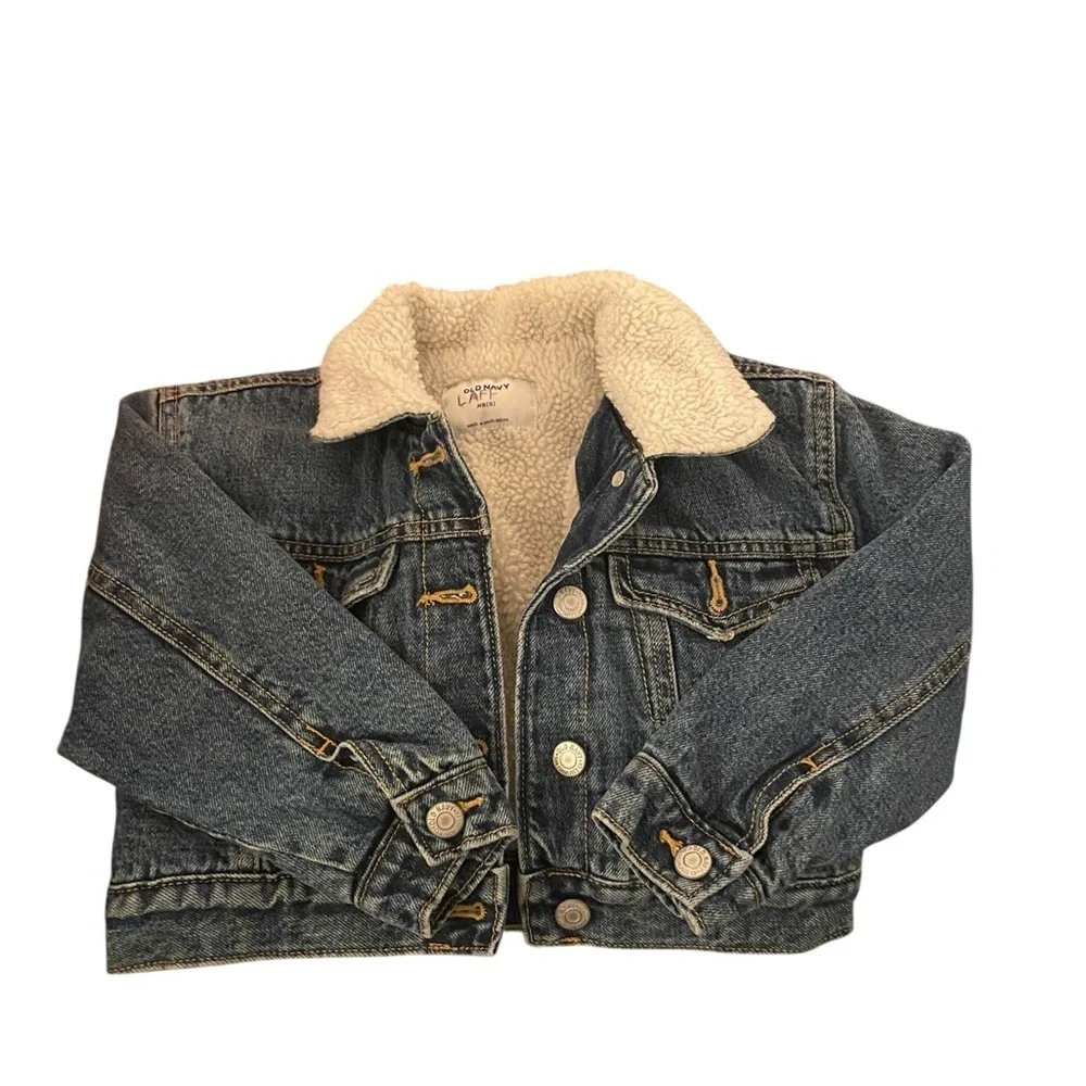 Old Navy Kid’s Sherpa Blue Denim Jean jacket outerwear western cabincore kids